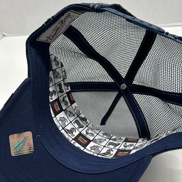 The Farm by Goorin Bros Trucker Hat Cap Stud Horse Cartoon Square Navy Blue New - Picture 6 of 8